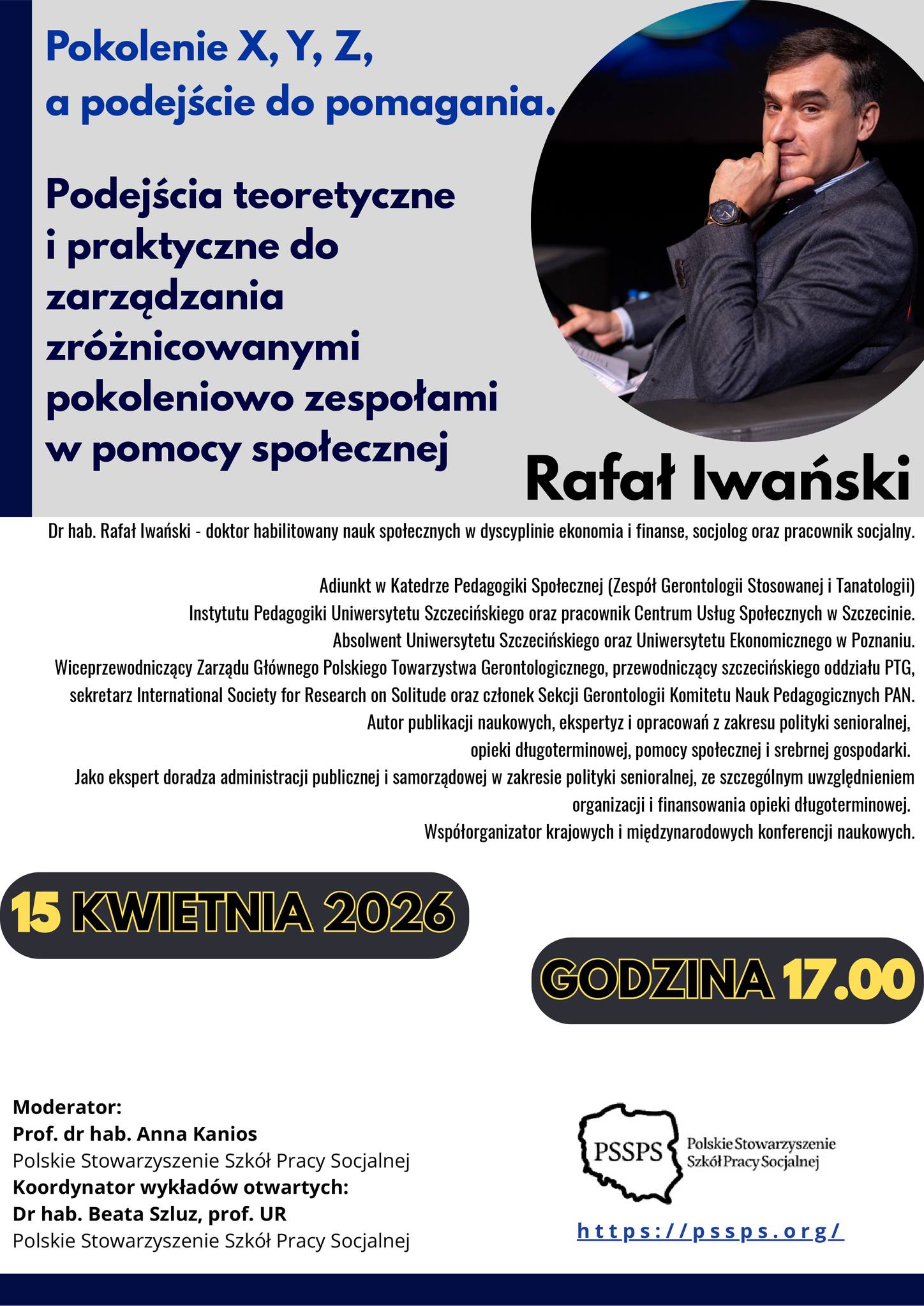 Wykład otwarty dr hab. Rafała Iwańskiego w ramach cyklu Polskiego Stowarzyszenia Szkół Pracy Socjalnej