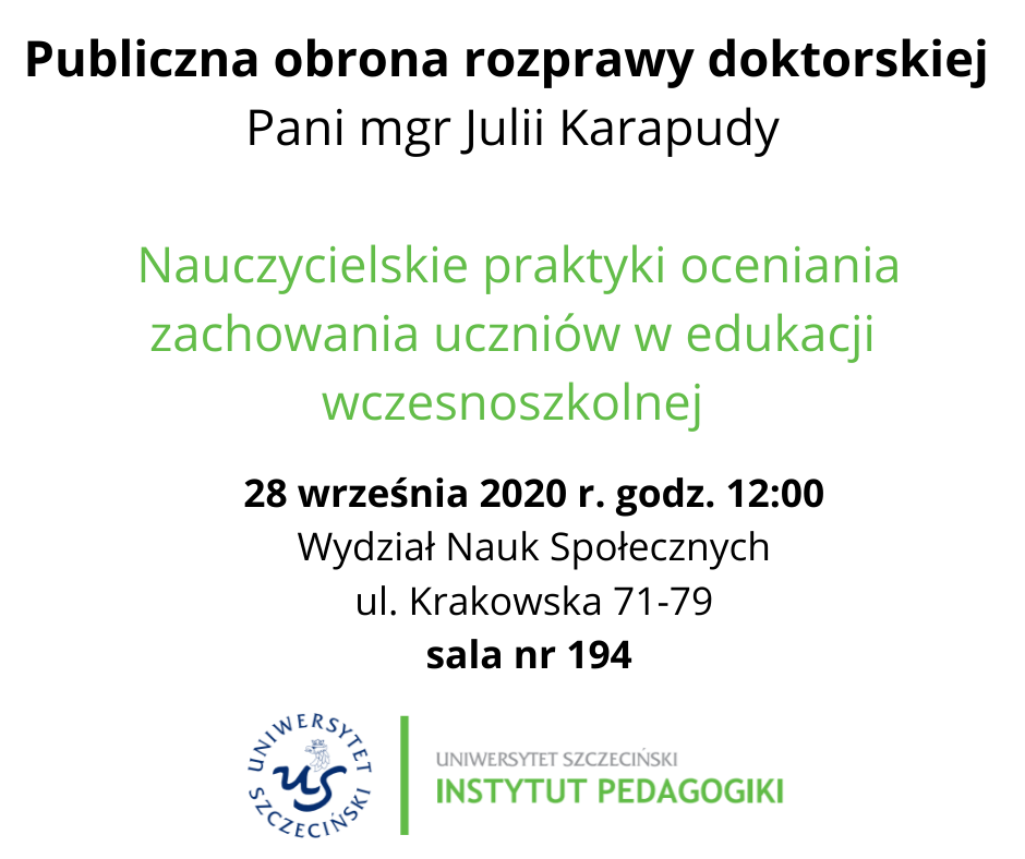 Publiczna obrona rozprawy doktorskiej