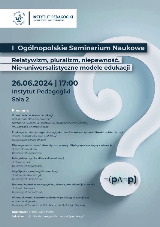 Zapraszamy na I  Ogólnopolskie Seminarium Naukowe