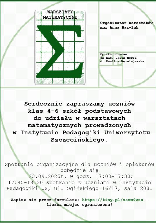 Serdecznie zapraszamy do udziału w warsztatach matematycznych w dniu 23.09.2025 r.