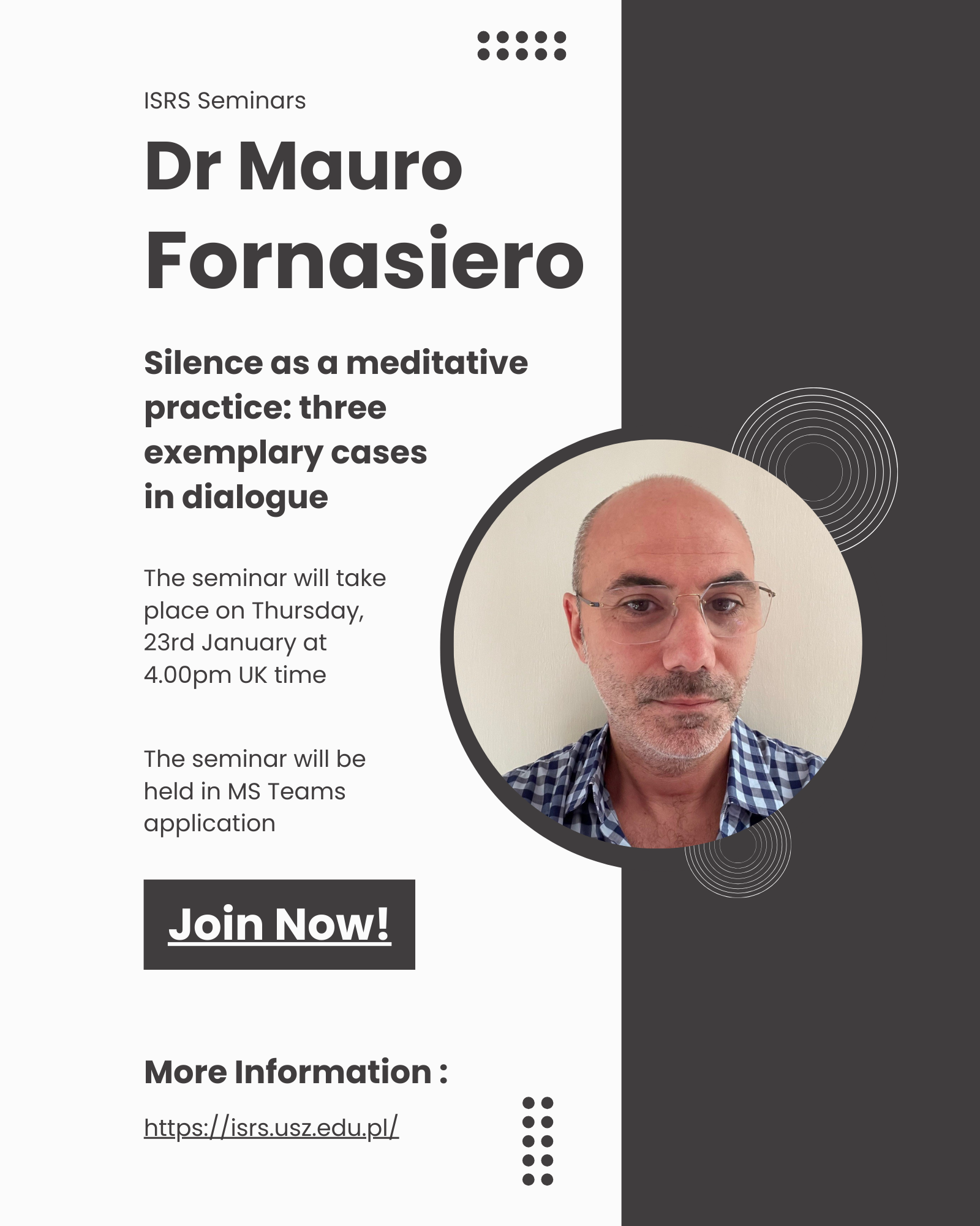 Cisza jako praktyka medytacyjna – zaproszenie na kolejne seminarium ISRS online