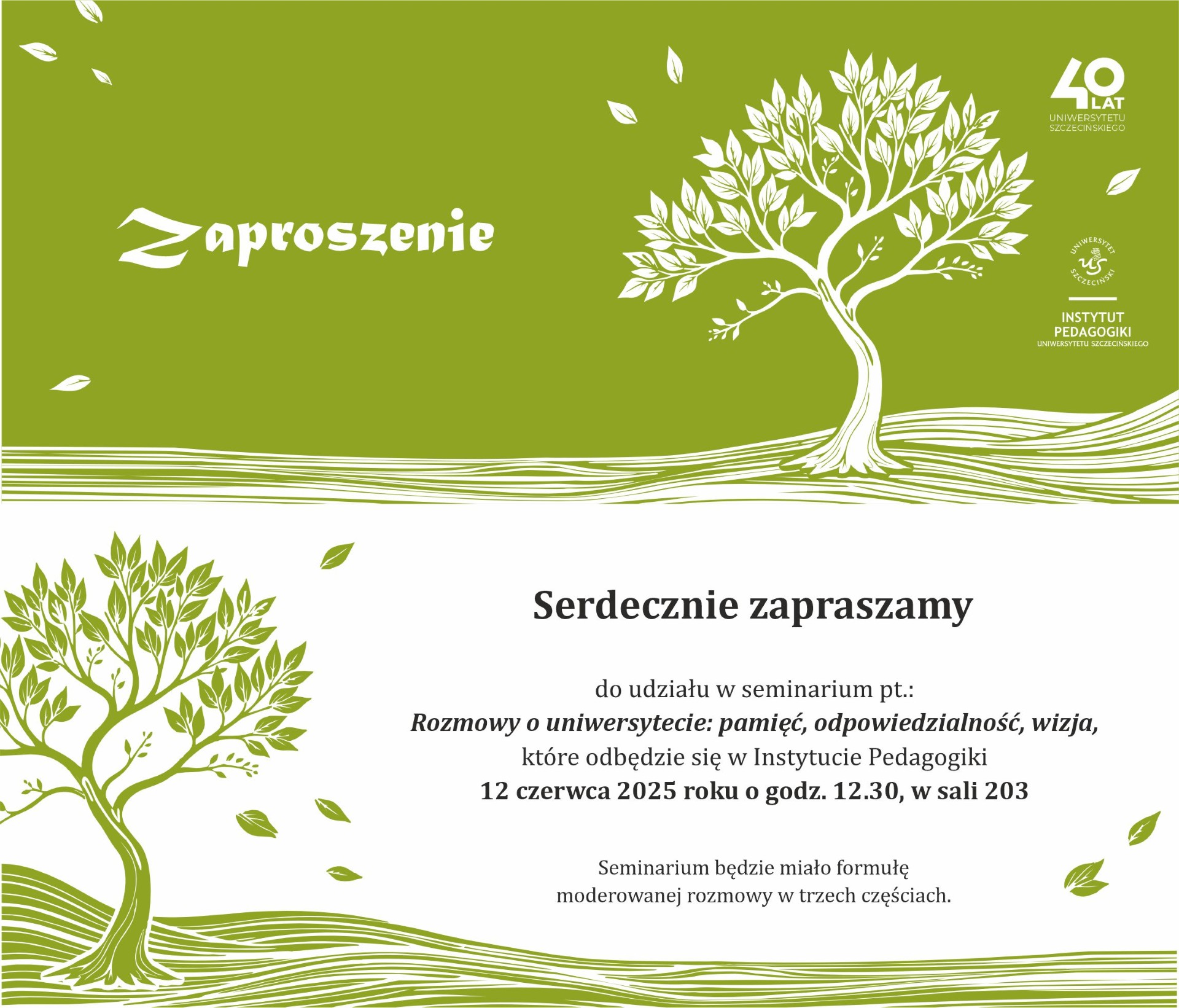 Zapraszamy na seminarium: Rozmowy o uniwersytecie: pamięć, odpowiedzialność, wizja