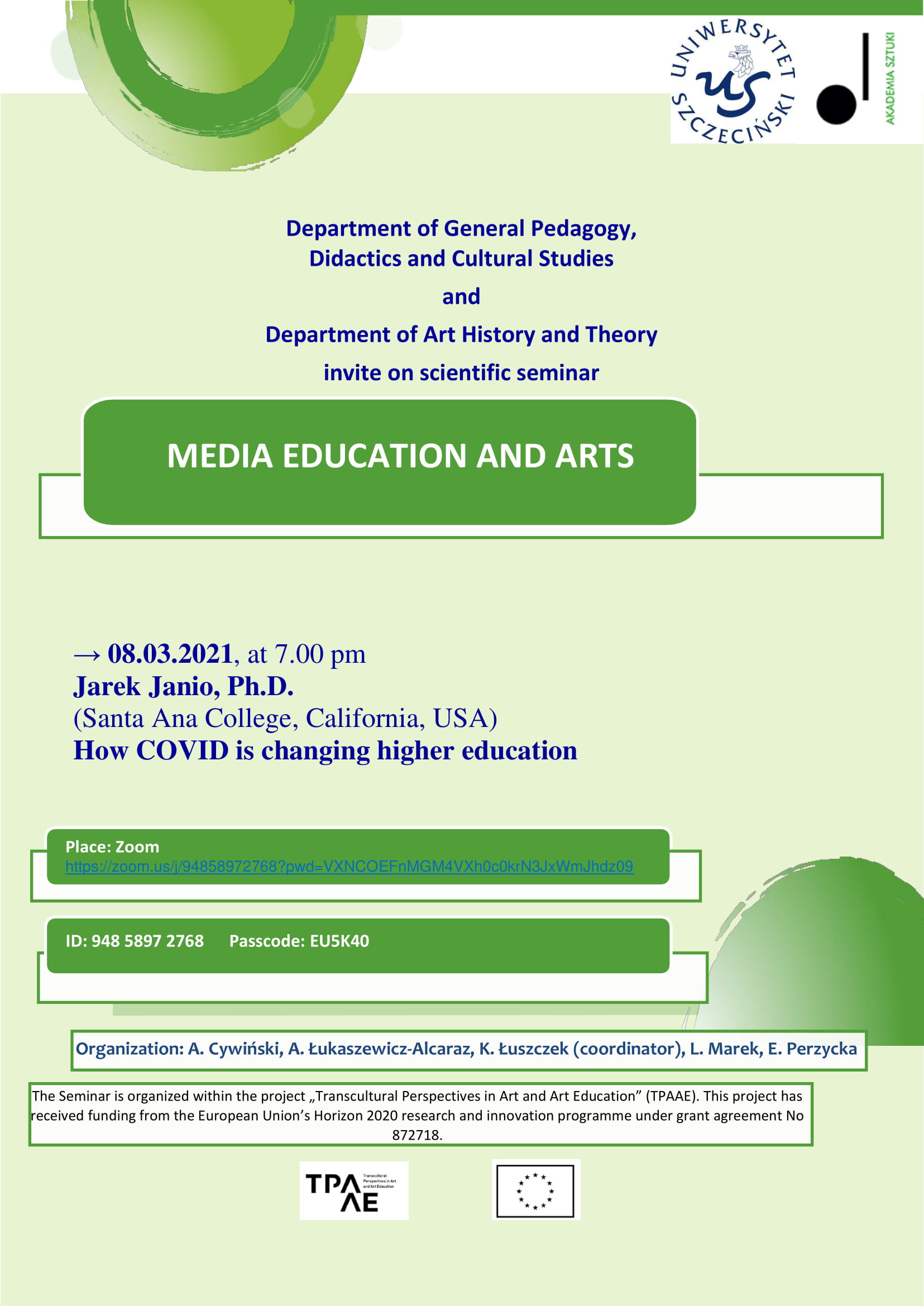 Zapraszamy na kolejne spotkanie w ramach seminarium Media Education and Arts